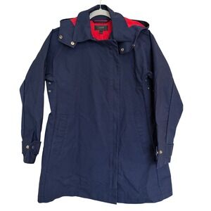J. Crew Women's Navy Swing Trench Rain Coat with Collar & Hood S A-Line Unworn